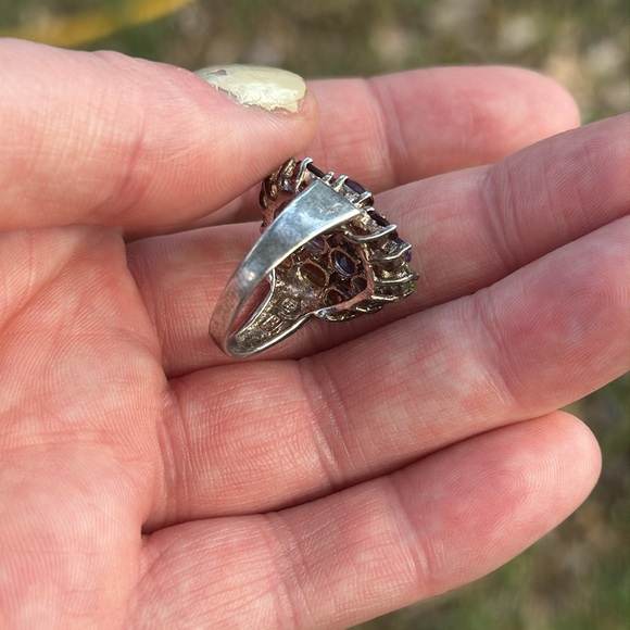 Last  chance - Rainbow size 7  sterling 925 Multicolor Gemstone Ring faceted - Picture 5 of 5